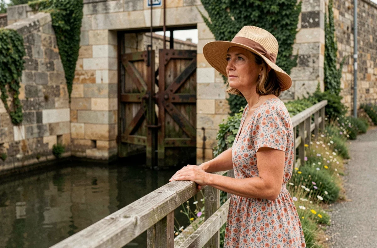 Femme admirant une écluse historique lors d'une croisière sur le Canal du Midi