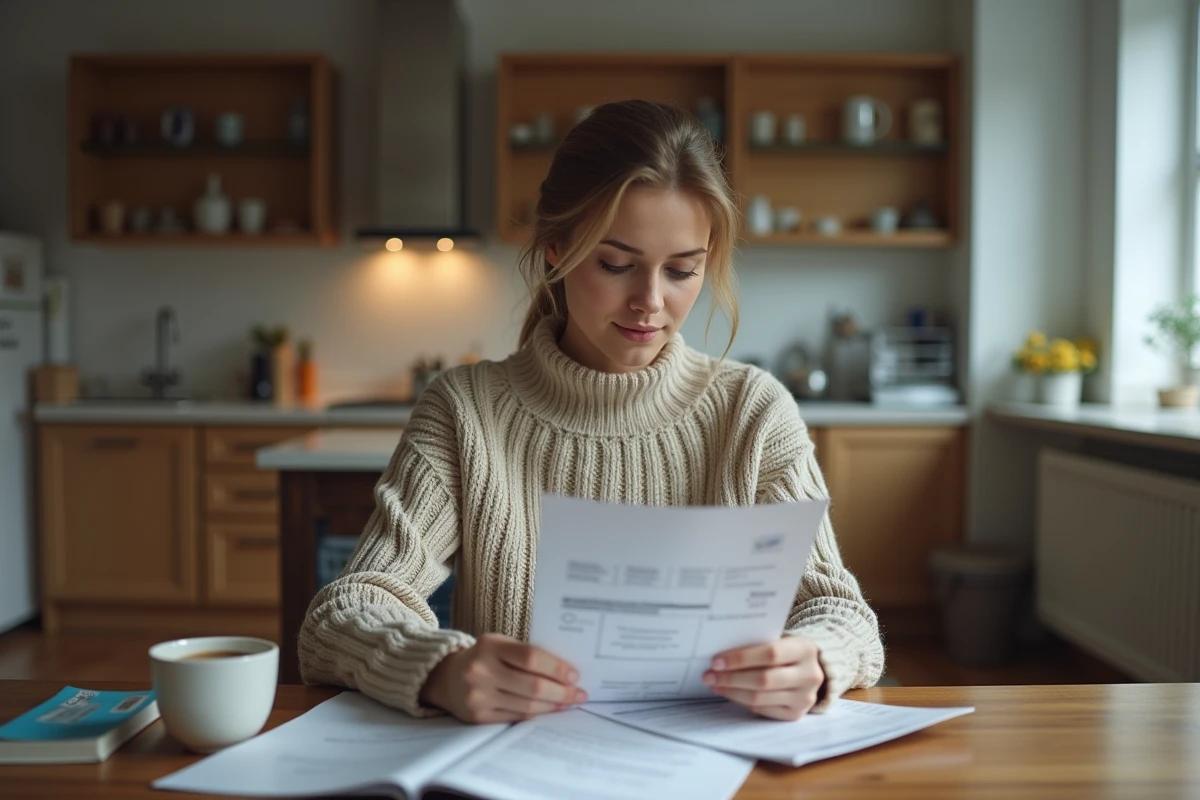 Jeune femme lisant une brochure d'assurance voyage au Canada