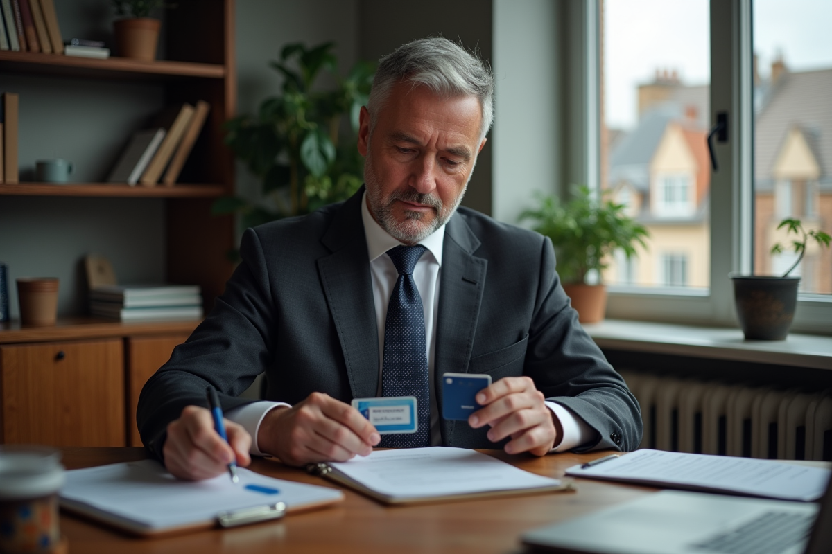 Homme comparant ses documents d