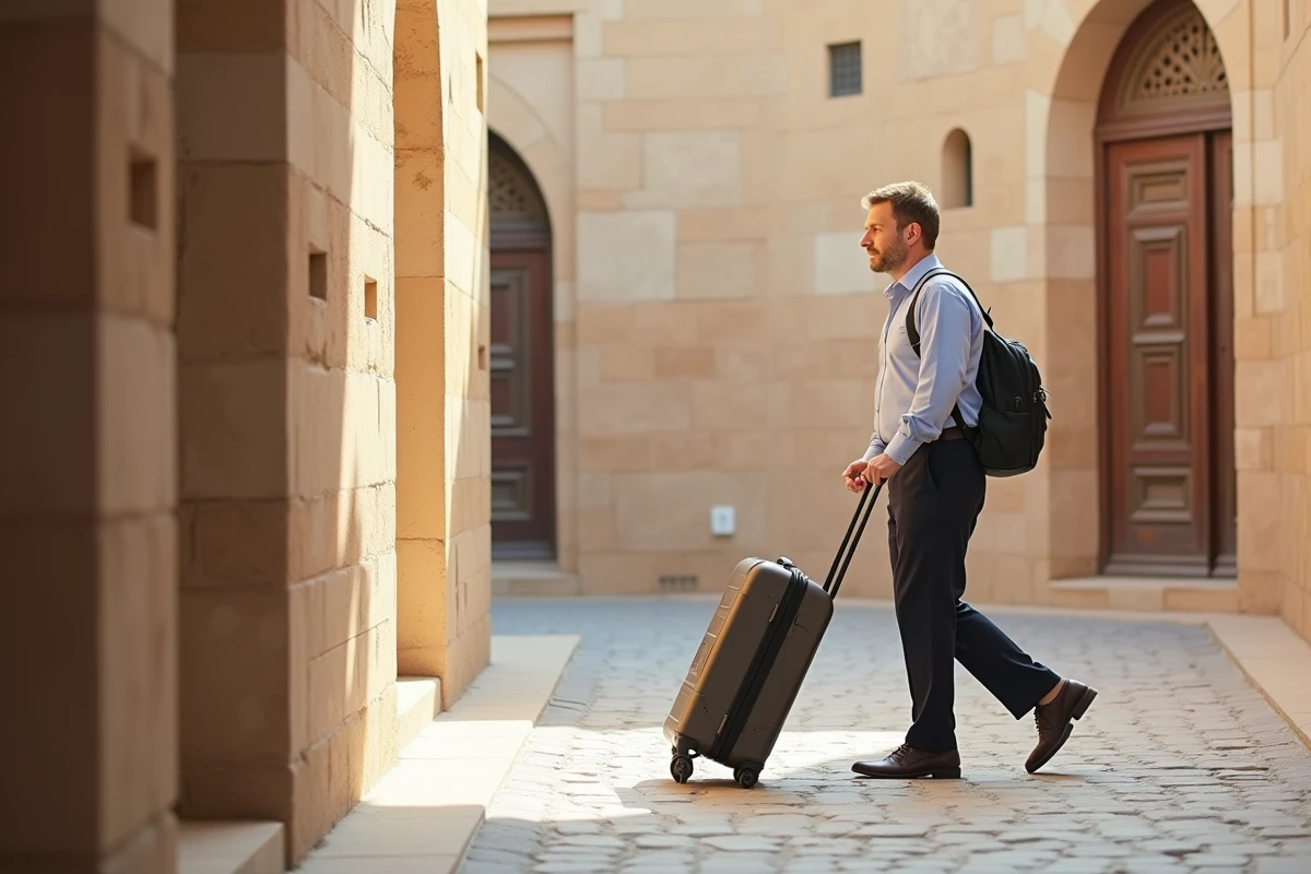 Homme d affaires explore le quartier historique dubaï