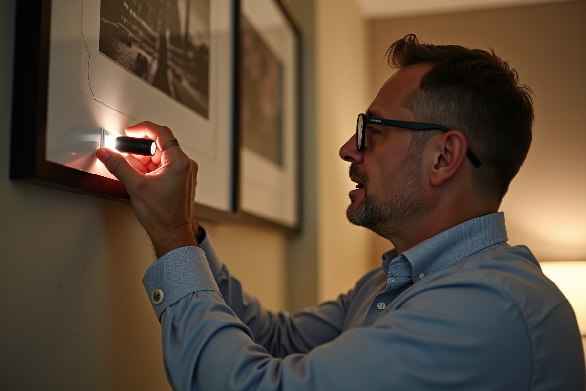 Homme vérifiant une ventilation dans une chambre d