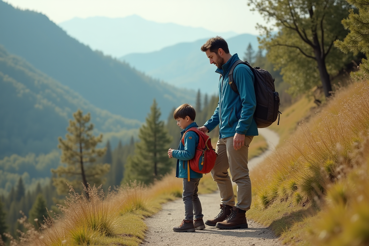 Pere aidant un enfant lors d
